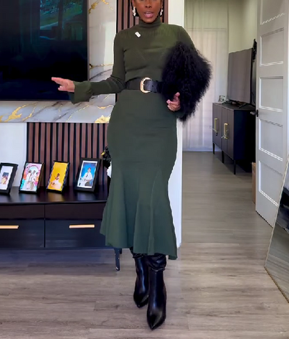 Lantern Sleeve Knit Sweater & Skirt Set