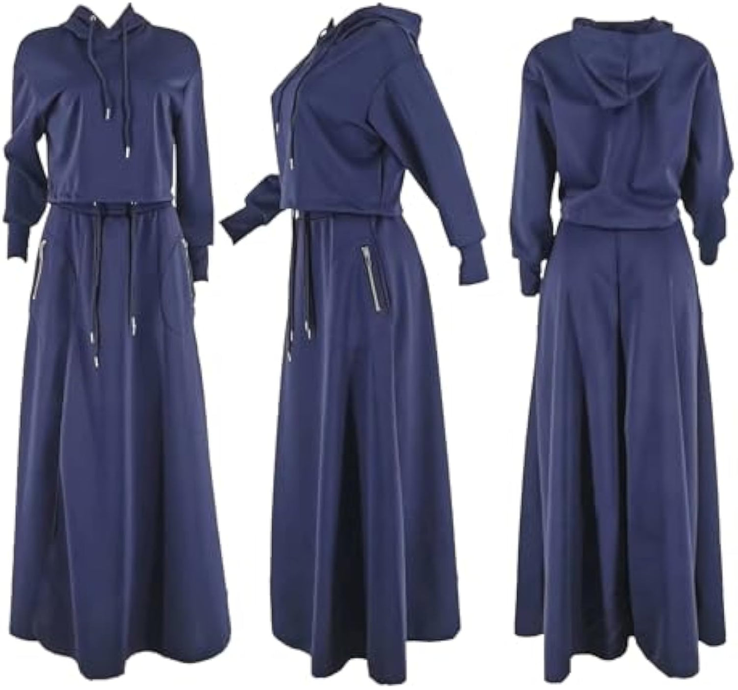Hooded Sweatshirt And Slit Maxi Skirt Set