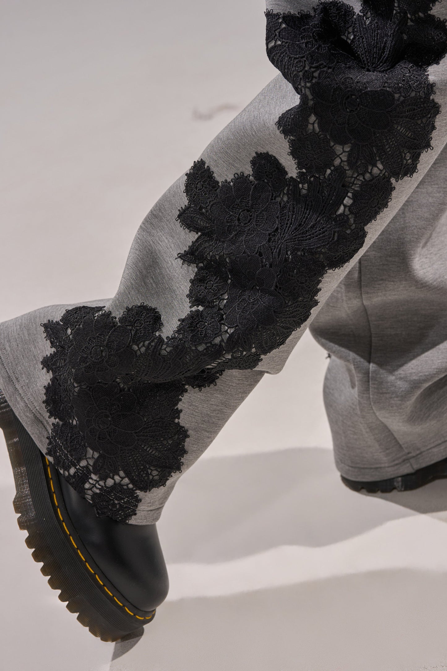 Black Lace Zip Up Hoodie Set