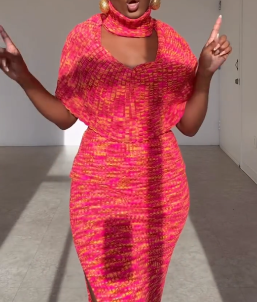 Colorful Ribbed Knit Maxi Skirt