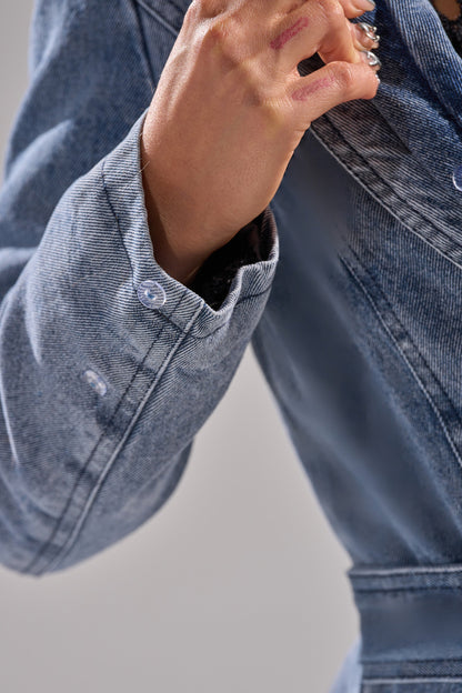 Fur Trim Denim Trench