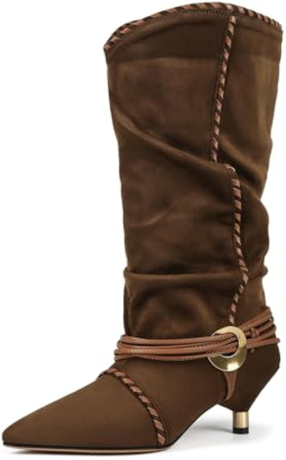 Toe Suede Cowboy Boots