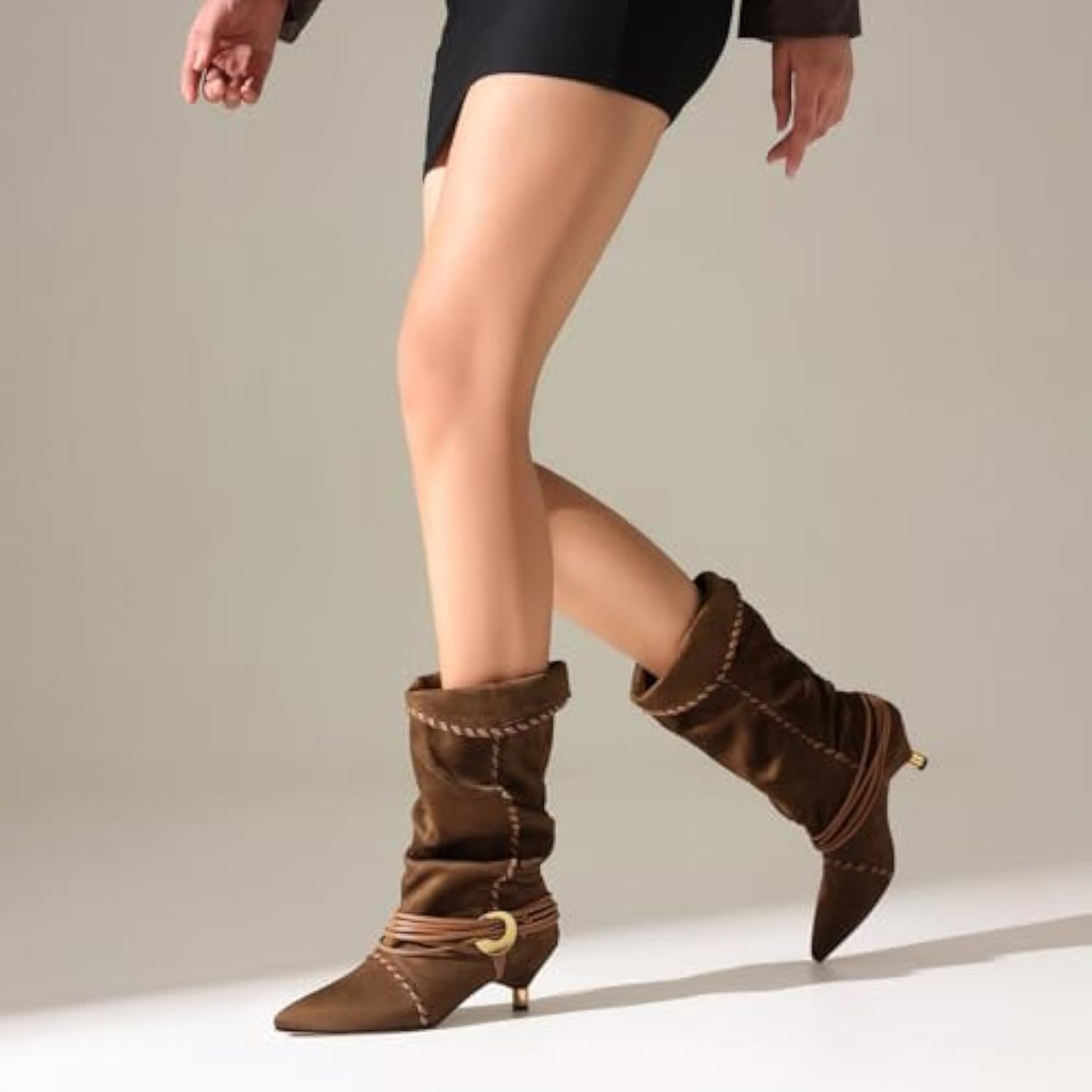 Toe Suede Cowboy Boots