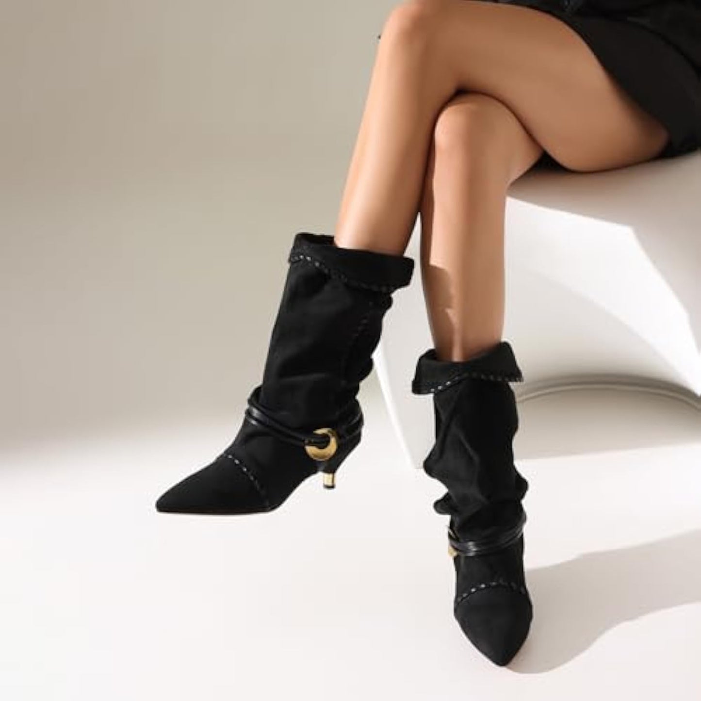 Toe Suede Cowboy Boots