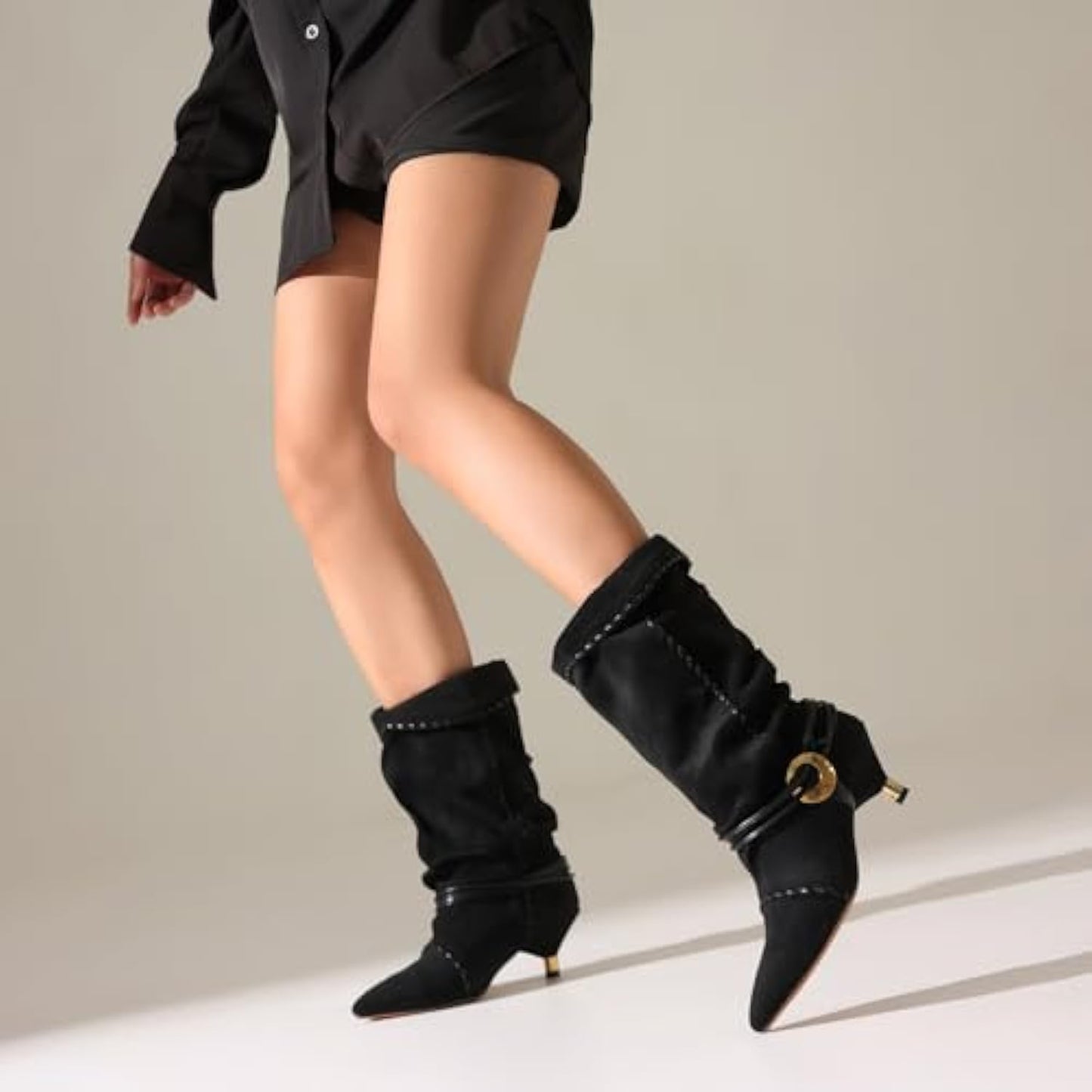 Toe Suede Cowboy Boots