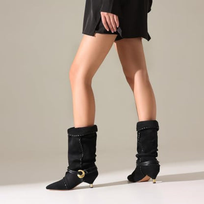 Toe Suede Cowboy Boots