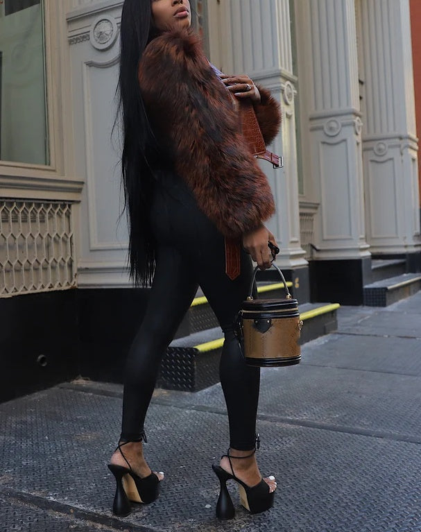 Fox Fur Paneled Leather Jacket