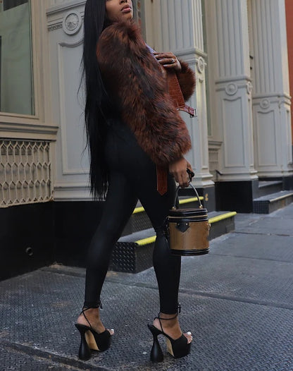 Fox Fur Paneled Leather Jacket