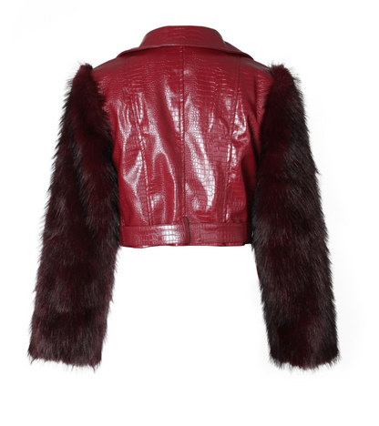 Fox Fur Paneled Leather Jacket