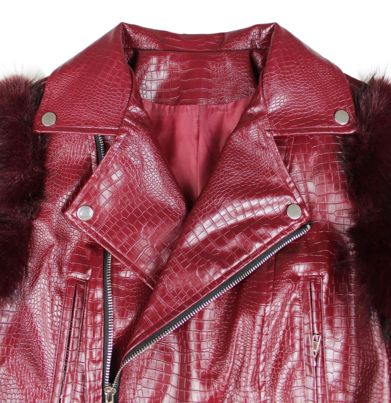 Fox Fur Paneled Leather Jacket