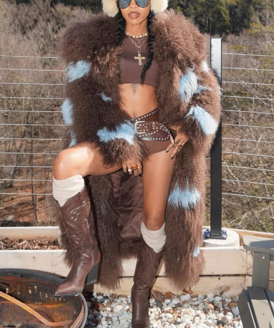 Premium Shearling Patchwork Coat