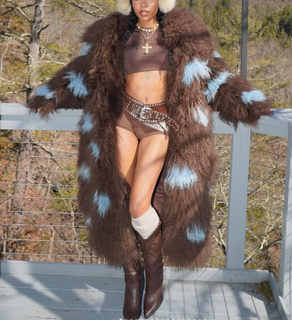 Premium Shearling Patchwork Coat