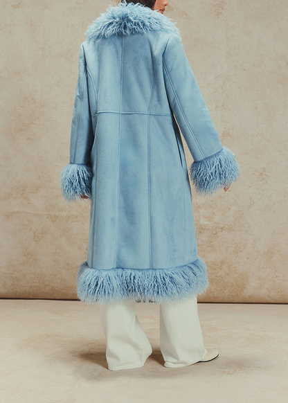 Faux Fur Trim Maxi Coat