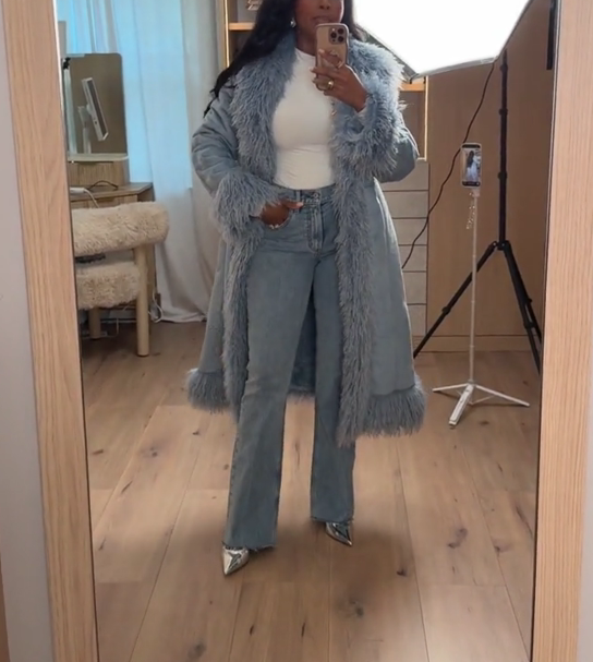 Faux Fur Trim Maxi Coat