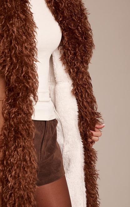 Faux Fur Trim Maxi Coat
