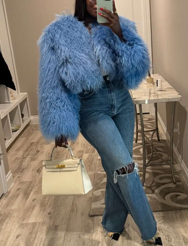 Gorgeous Cropped Faux Fox Fur Jacket