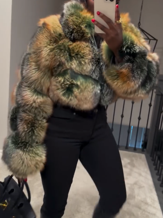 Chic High-neck Cropped Faux Fox Fur Coat