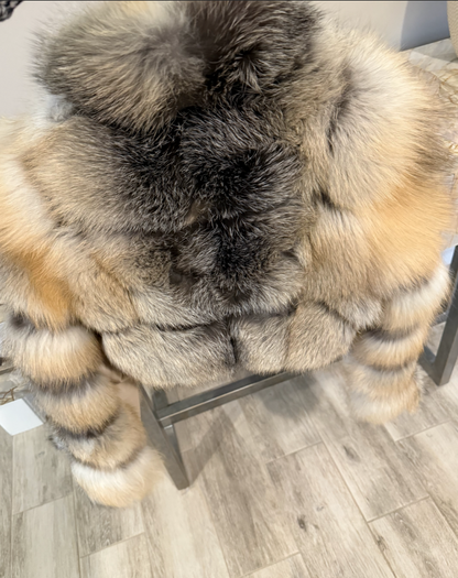 Golden Island Cropped Faux Fur Jacket