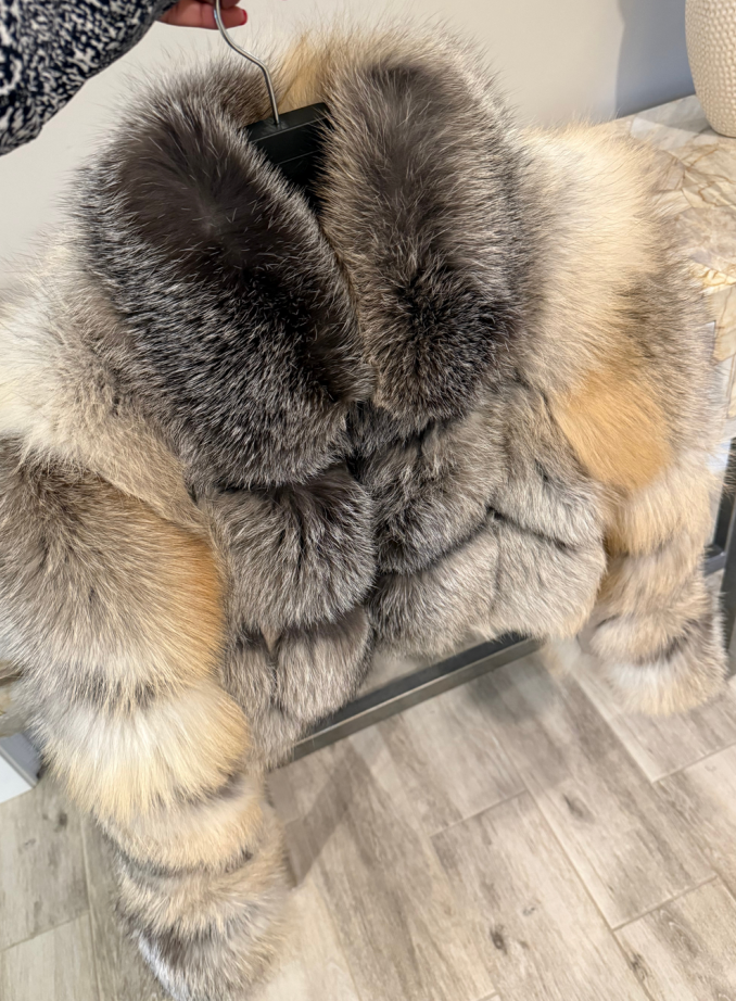 Golden Island Cropped Faux Fur Jacket