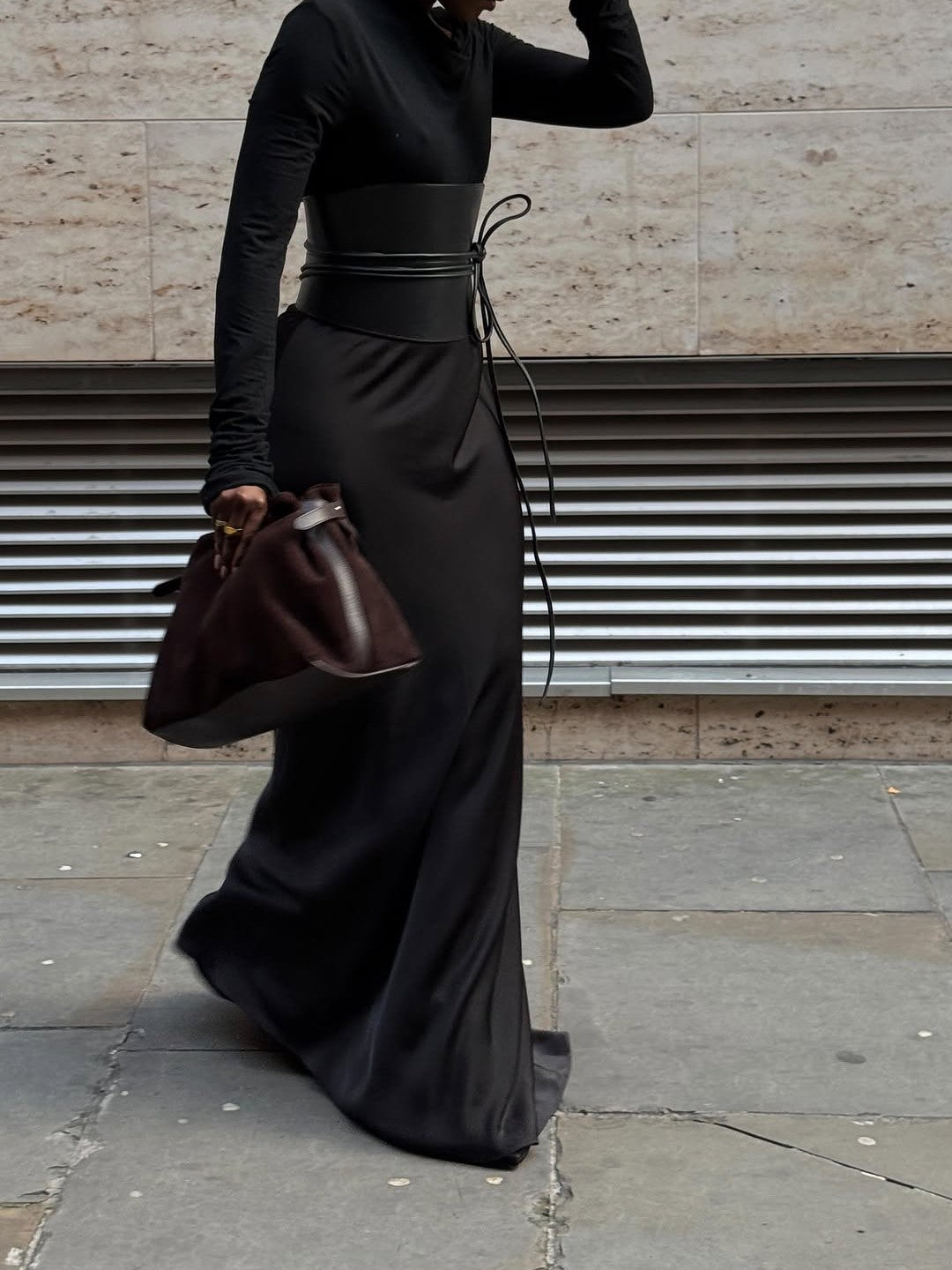 Bias Cut High Waist Satin Maxi Skirt