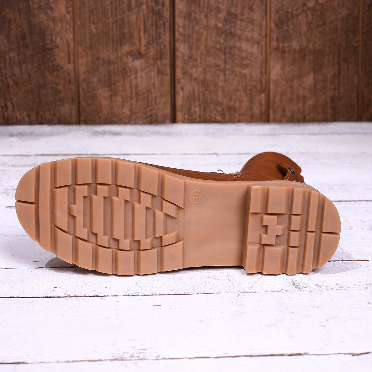 Side-strap Rivet-decorated Back Zipper Design Ankle Boot