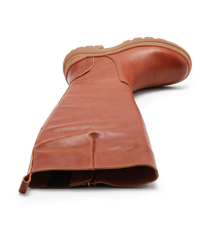 Thick-soled Fleece-lined Mid-calf Motorcycle Boot