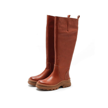 Thick-soled Fleece-lined Mid-calf Motorcycle Boot