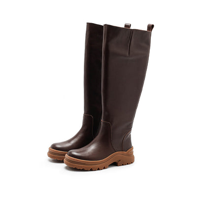 Thick-soled Fleece-lined Mid-calf Motorcycle Boot