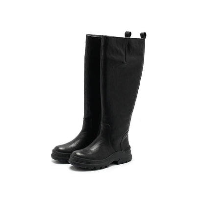 Thick-soled Fleece-lined Mid-calf Motorcycle Boot