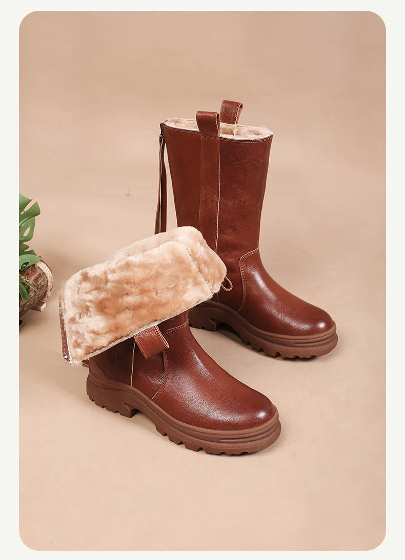 Thick-soled Fleece-lined Warm Ankle Boot