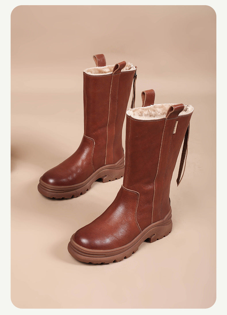 Thick-soled Fleece-lined Warm Ankle Boot