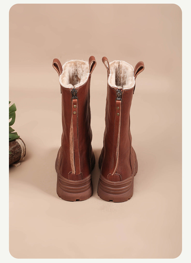 Thick-soled Fleece-lined Warm Ankle Boot