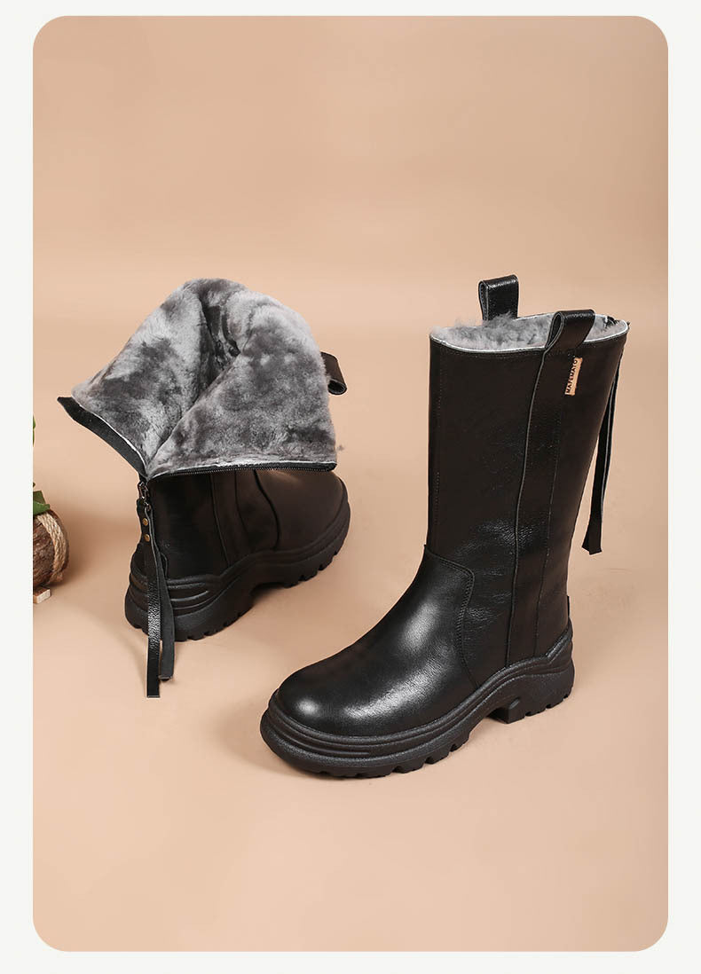 Thick-soled Fleece-lined Warm Ankle Boot