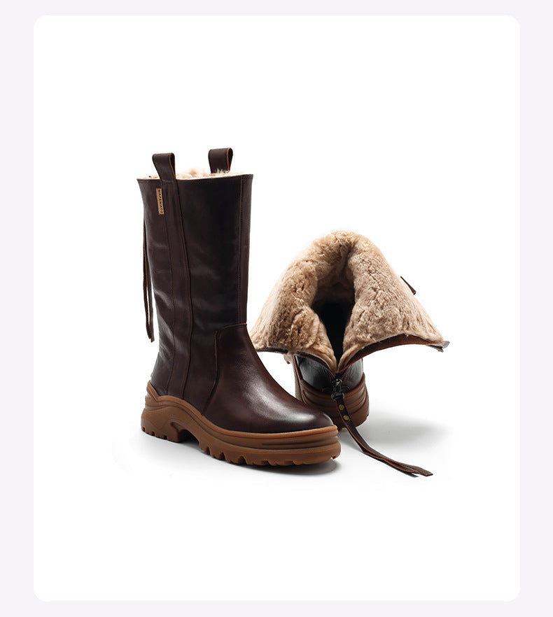 Thick-soled Fleece-lined Warm Ankle Boot