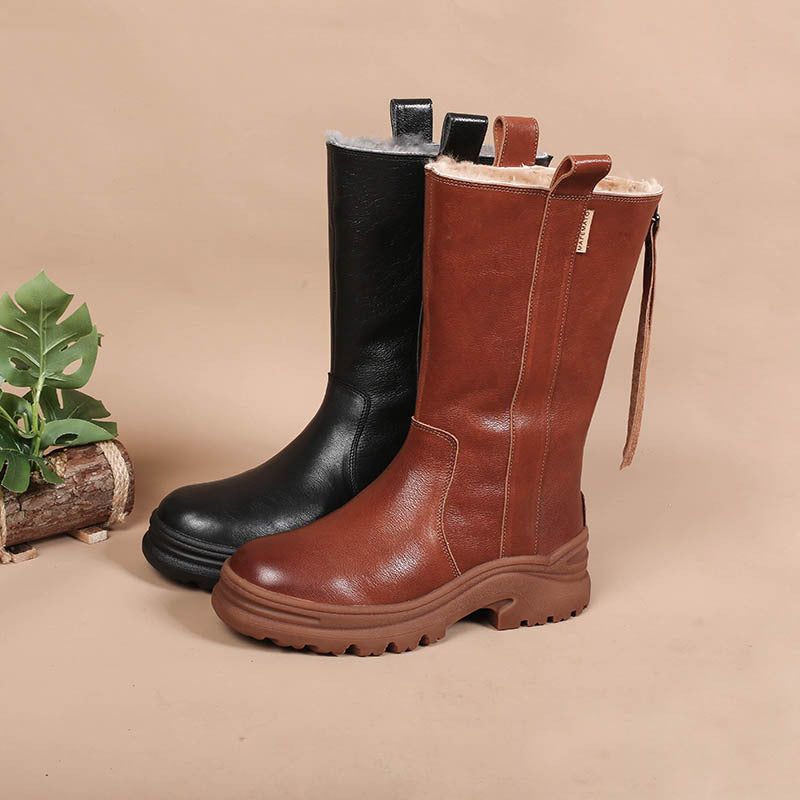 Thick-soled Fleece-lined Warm Ankle Boot