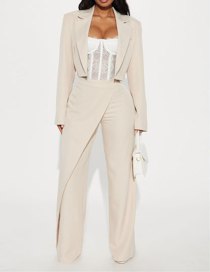 Booked And Busy Taupe Blazer Pant Set