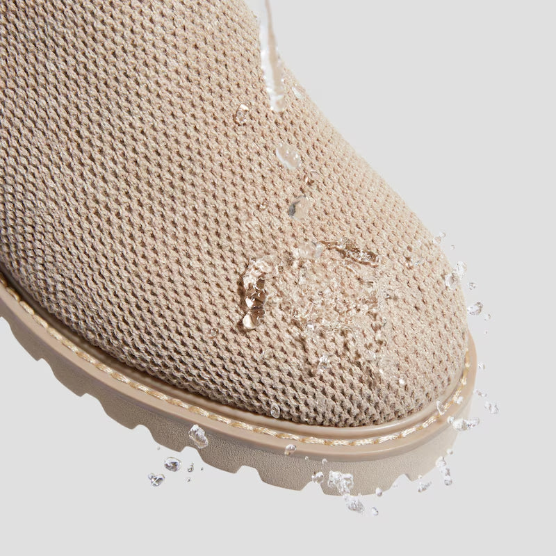 Round-Toe Stretchy Wool Knee-High Boots