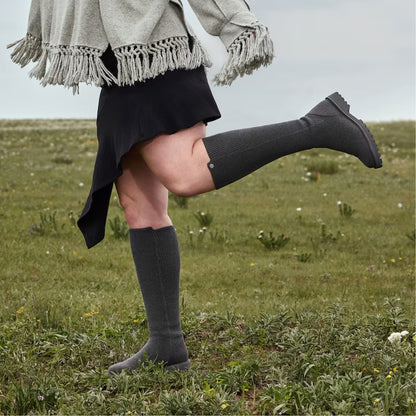 Round-Toe Stretchy Wool Knee-High Boots