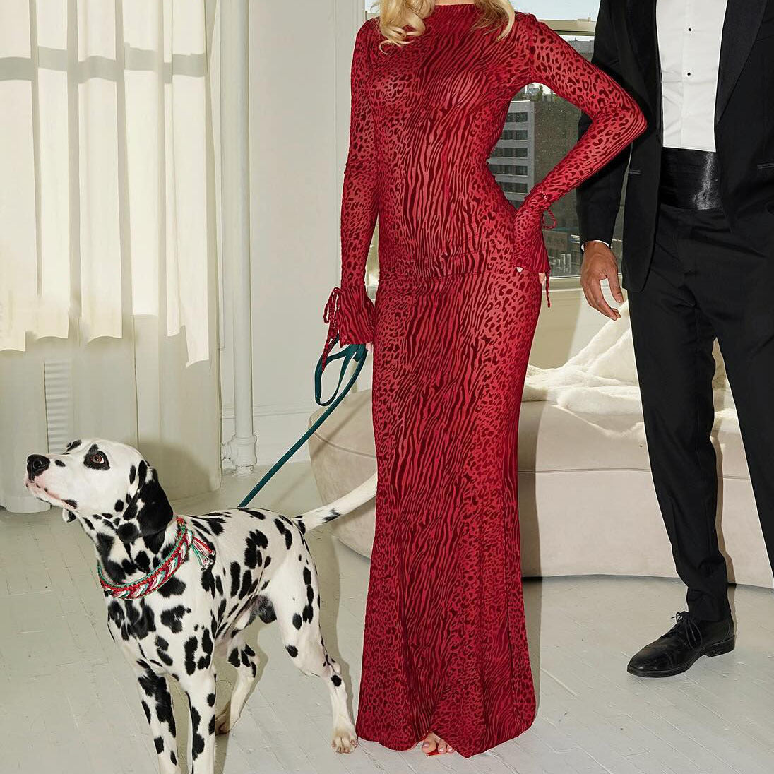 Sexy Long Sleeve Leopard Print Bodycon Dress