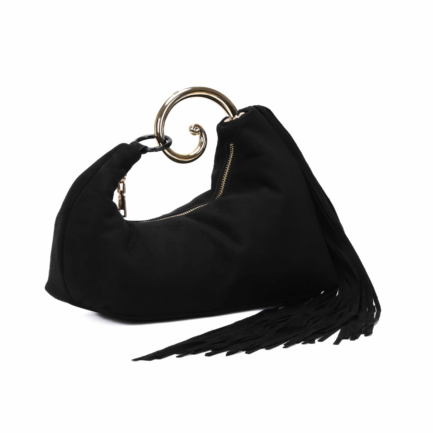 Vintage Fringed Curved Evening Handbag