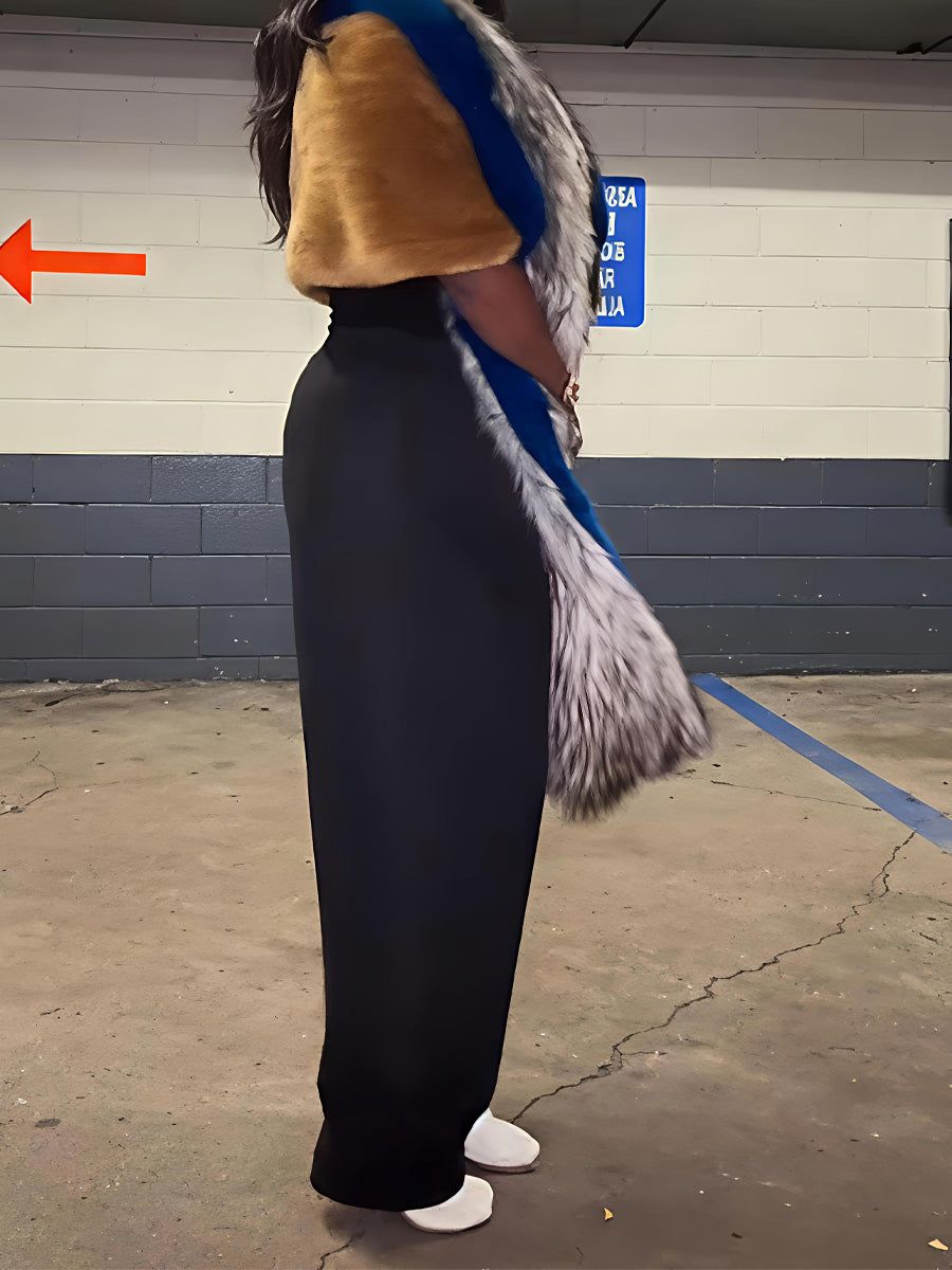 Faux Fur Asymmetrical Shrug Coat