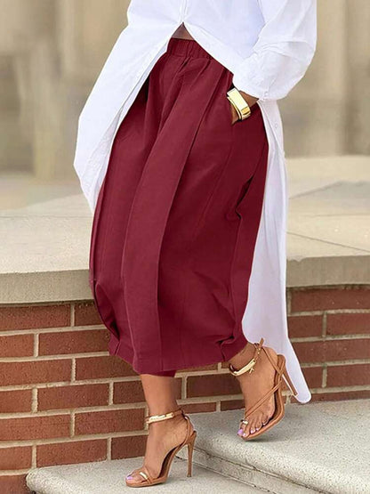 Casual Elastic Waist Wide-leg Pants