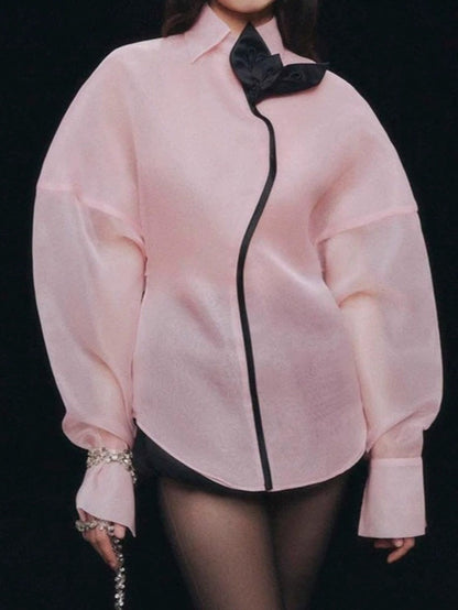 Lapel Floral Shirt & Suspender Rounded Corset Pants Set