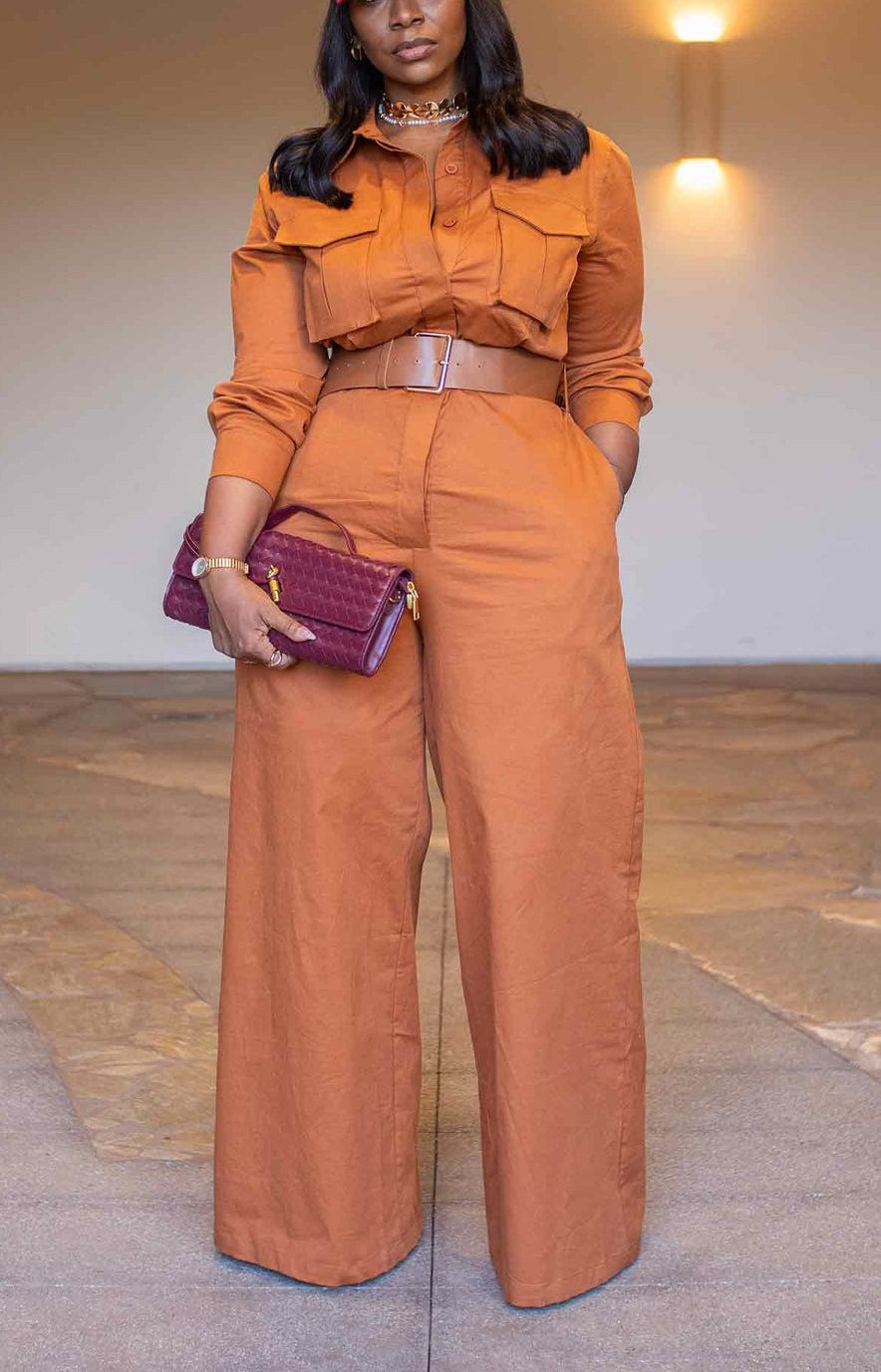 Fashionable Belted Long-Sleeved Bodysuit