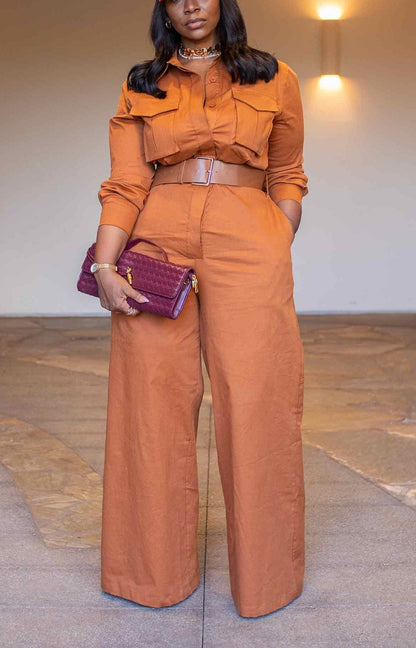 Fashionable Belted Long-Sleeved Bodysuit