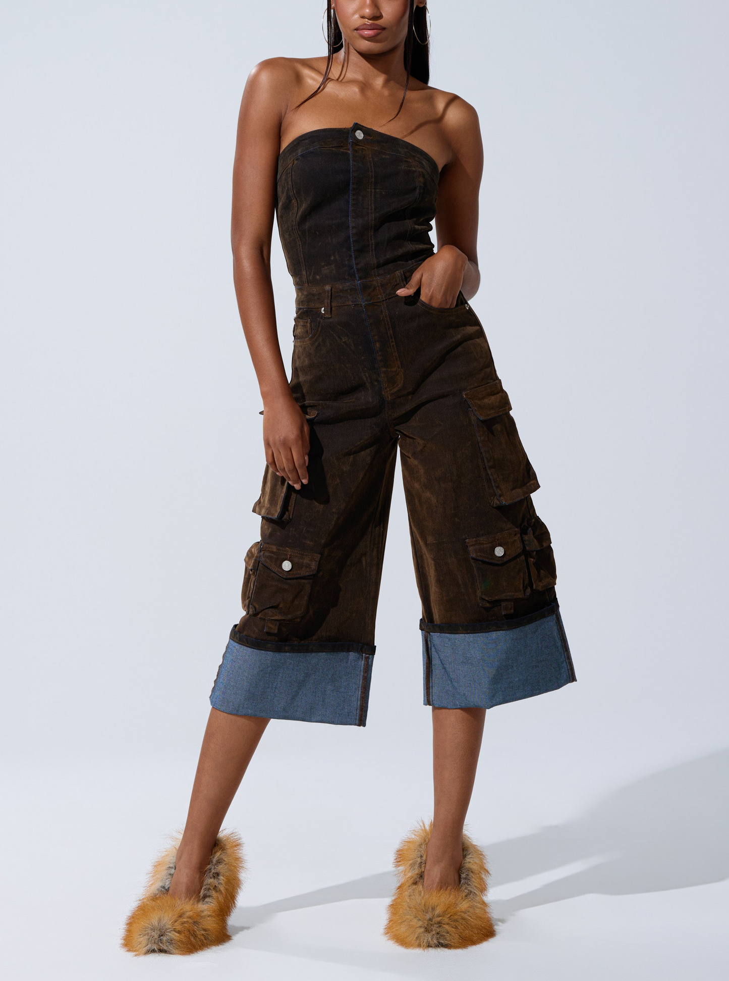 Cropped Cargo Jumpsuit