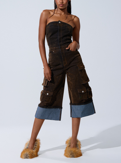 Cropped Cargo Jumpsuit