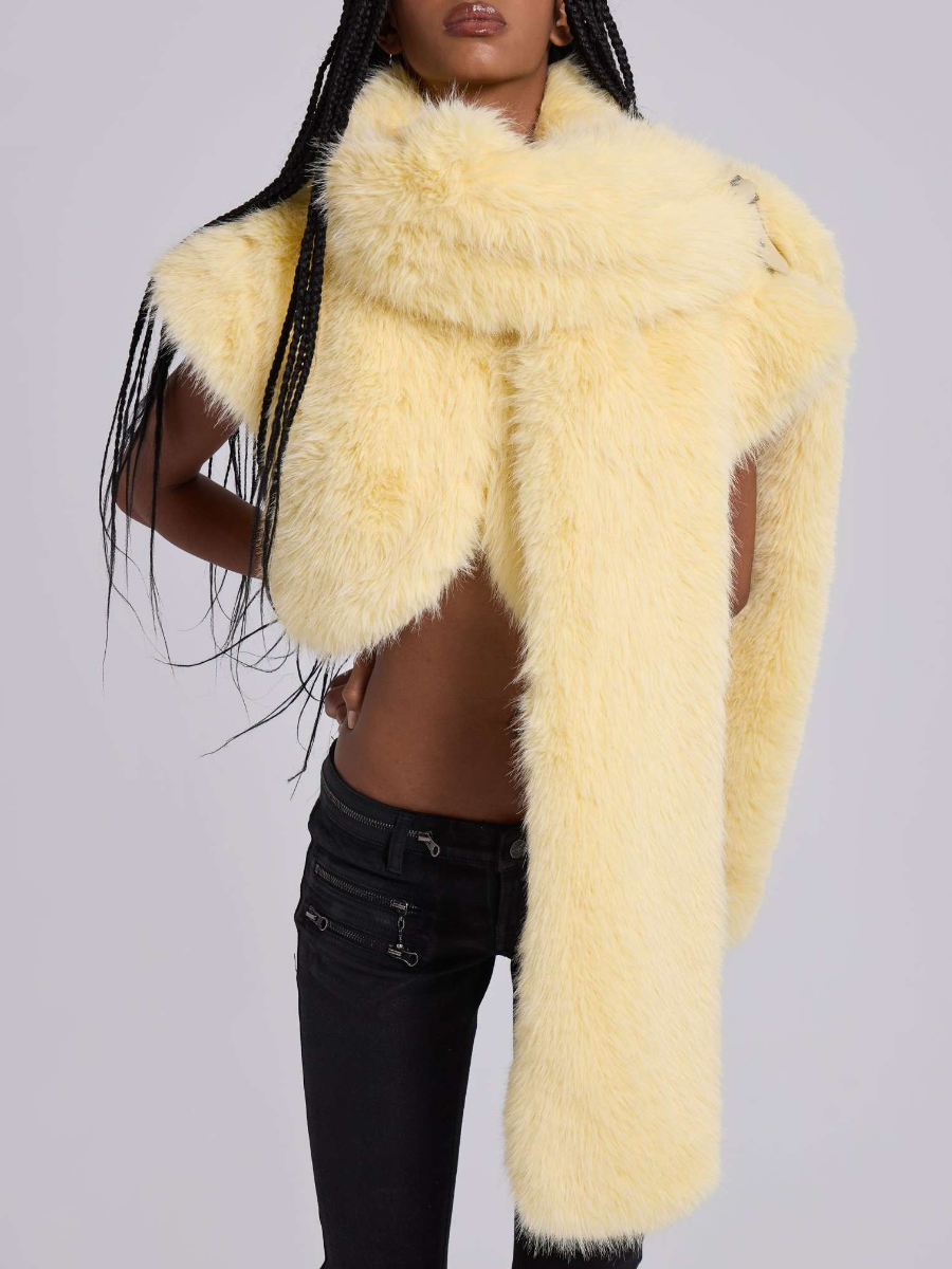 Removable Faux Fur Cape Sleeveless Jacket