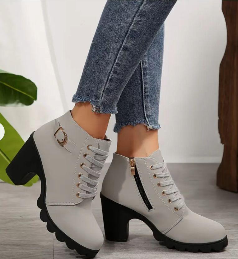 Chic Buckle Zipper Ankle Boots