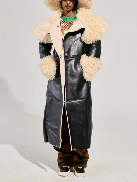 The Fluffy Sherpa Faux Leather Trench Coat